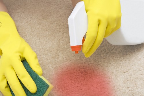 Professional carpet cleaning in a home living room