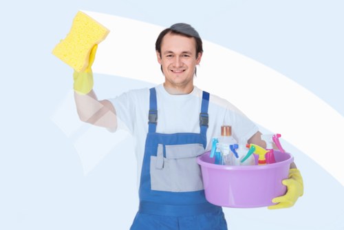 Professional curtain cleaning process in a home interior