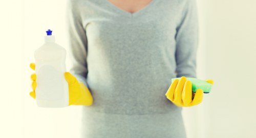 Fresh stain removal on fabric with cleaning supplies