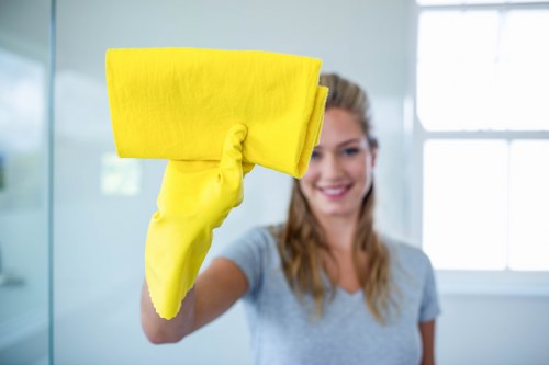 Technician using deep carpet cleaning equipment